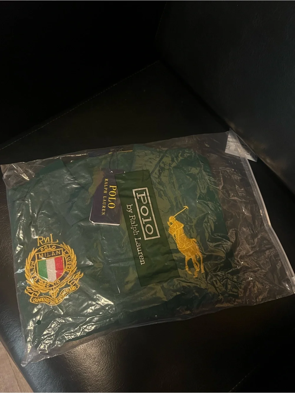 Ralph Lauren Green Polo with Gold Crest & Pony Embroidery